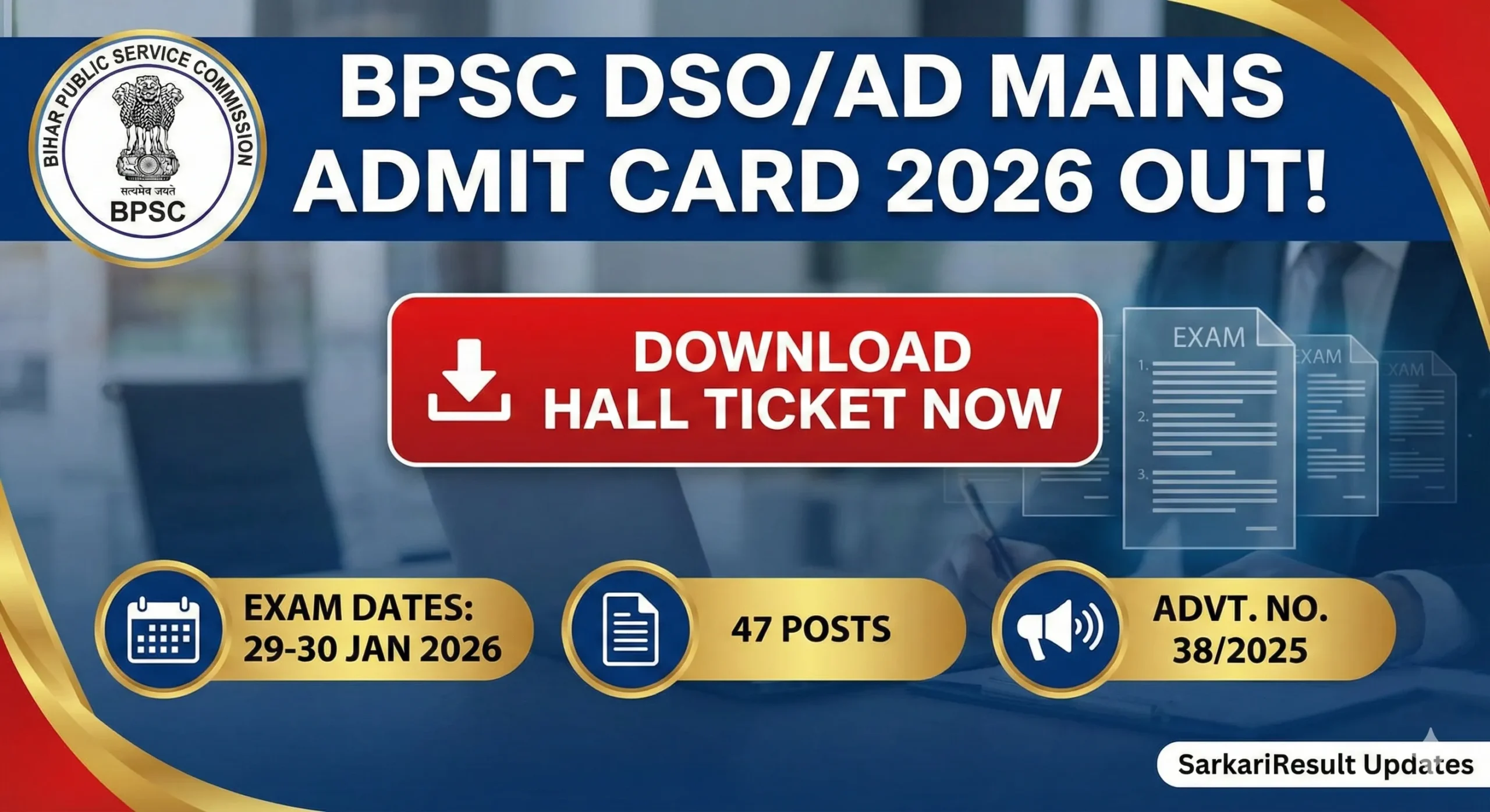 BPSC DSO & AD Mains Admit Card 2026 Released