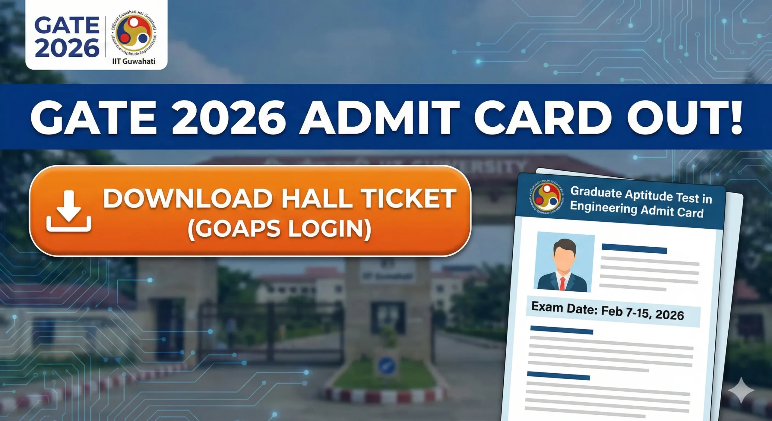 IIT GATE Admit Card 2026 Out