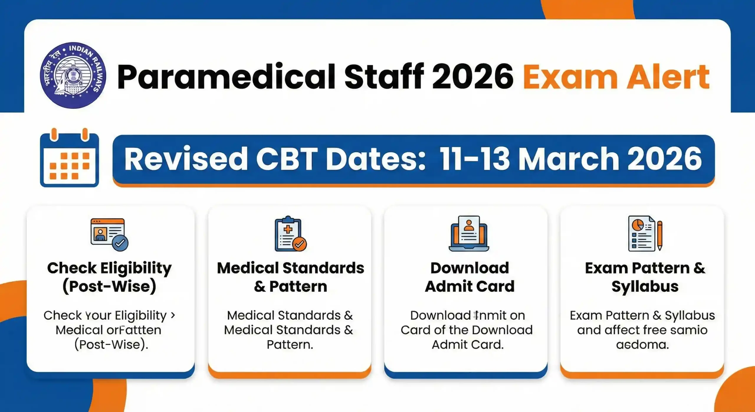 RRB Paramedical Staff Revised Exam Date 2026 CBT Schedule Notice