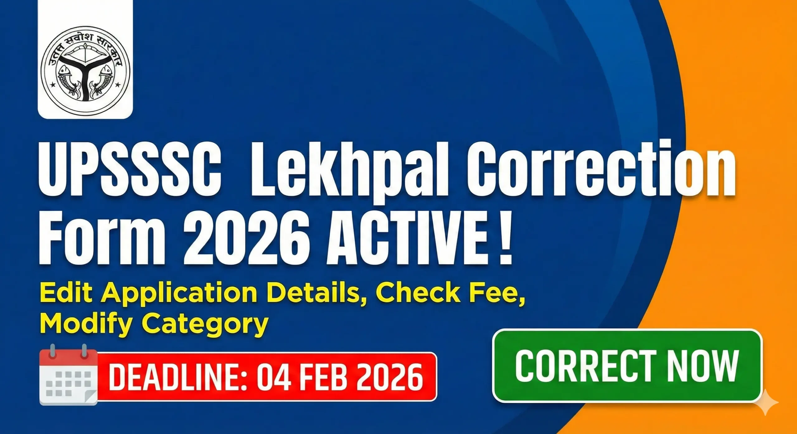 UPSSSC Lekhpal Correction Form 2026 Direct Link to Modify Application