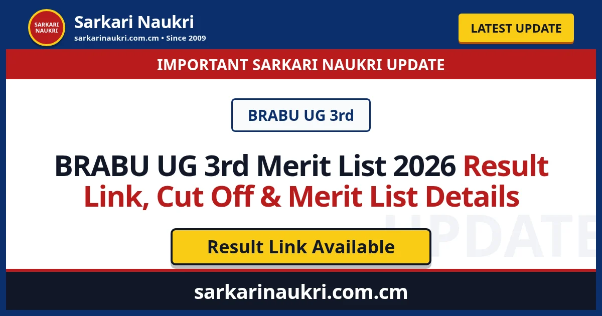 BRABU UG 3rd Merit List 2026 Result Link, Cut Off & Merit List Details - Sarkari Naukri