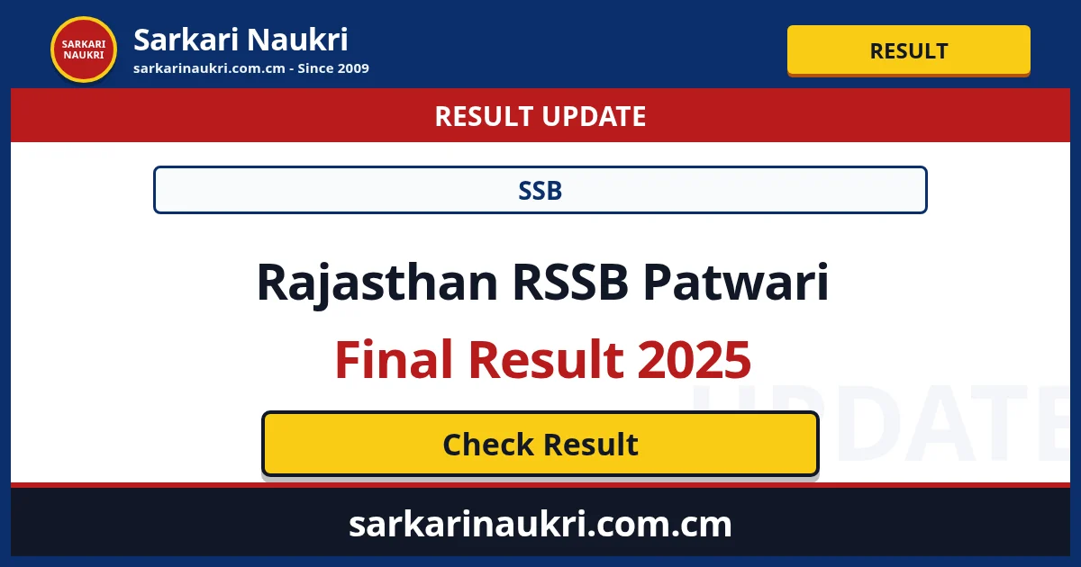Rajasthan RSSB Patwari Final Result 2025 - Sarkari Naukri